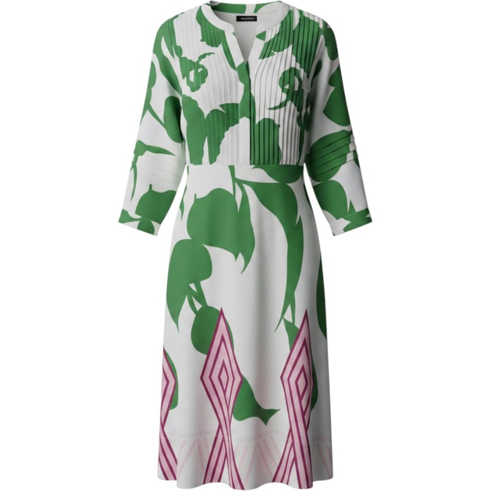Margot & Clemence Green Pink Leaf Print Pintuck Midi Dress Size 18 MC-2903 NWOT‎